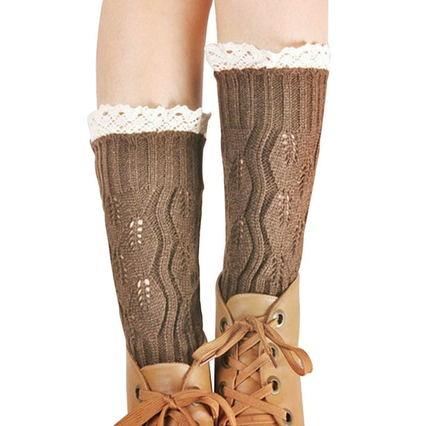 Women Over The Knee Thick Leg Warmers Winter Warm Knitted Boots Cuffs Long Socks